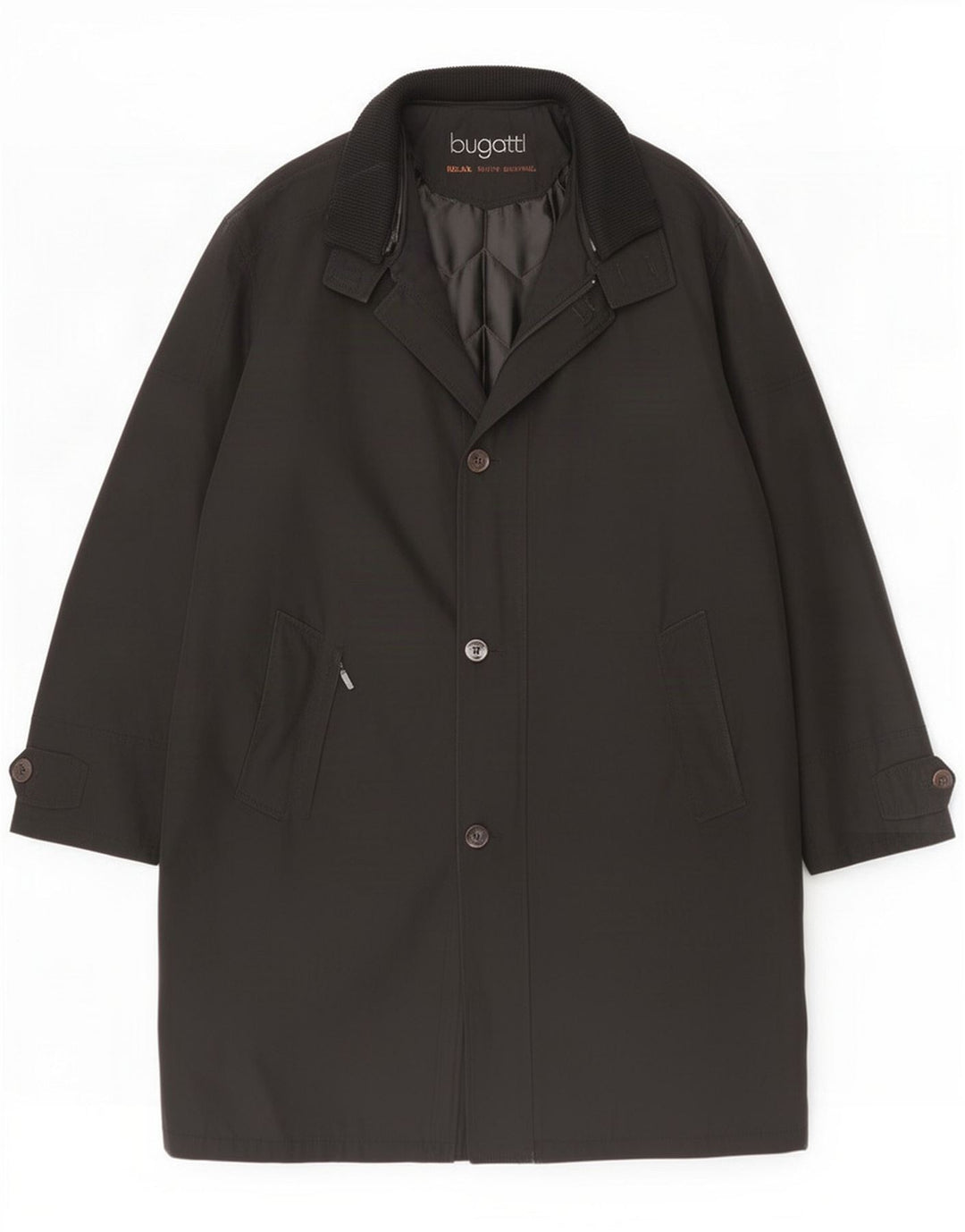 Bugatti Herre Relaxed Fit Overcoat UK 44 2XL Sort Polyester