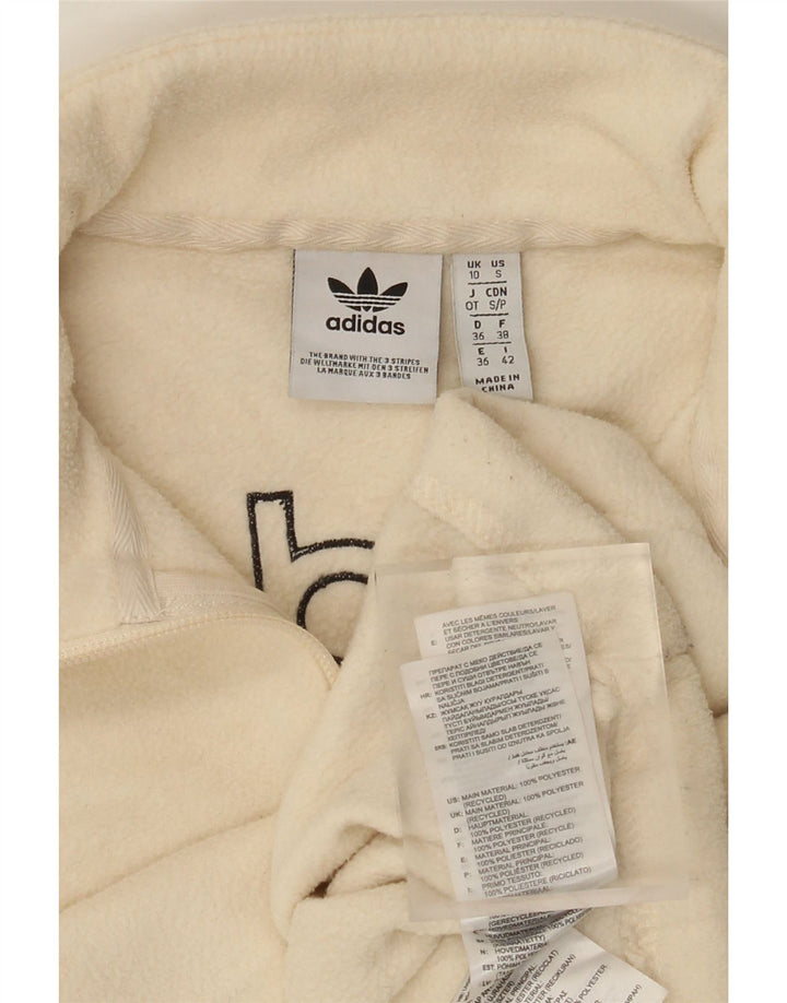 ADIDAS Dame Oversized grafisk lynlås-neck Fleece Jumper UK 10 Small Beige