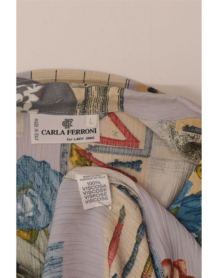 CARLA FERRONI Dameskjortebluse UK 16 Stort flerfarvet patchwork