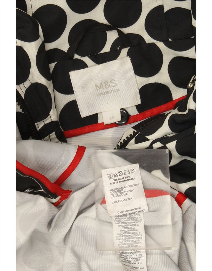 MARKS & SPENCER Regnjakke med hætte til kvinder UK 20 2XL Sort Polka Dot