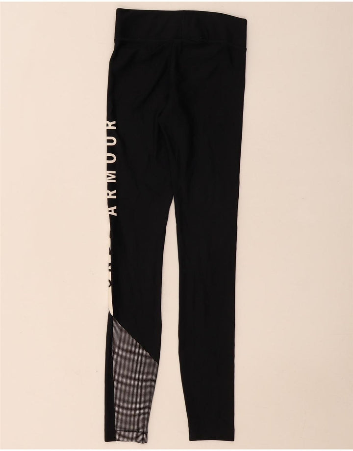 UNDER ARMOUR Dame Heat Gear Grafiske Leggings UK 4 XS Sort