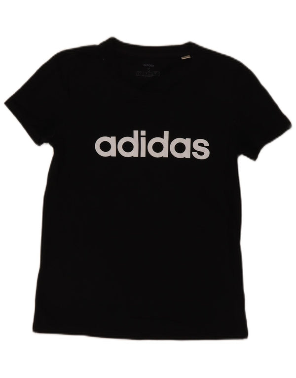 Adidas Dame Grafisk T-Shirt Top UK 8/10 Small Black Bomuld