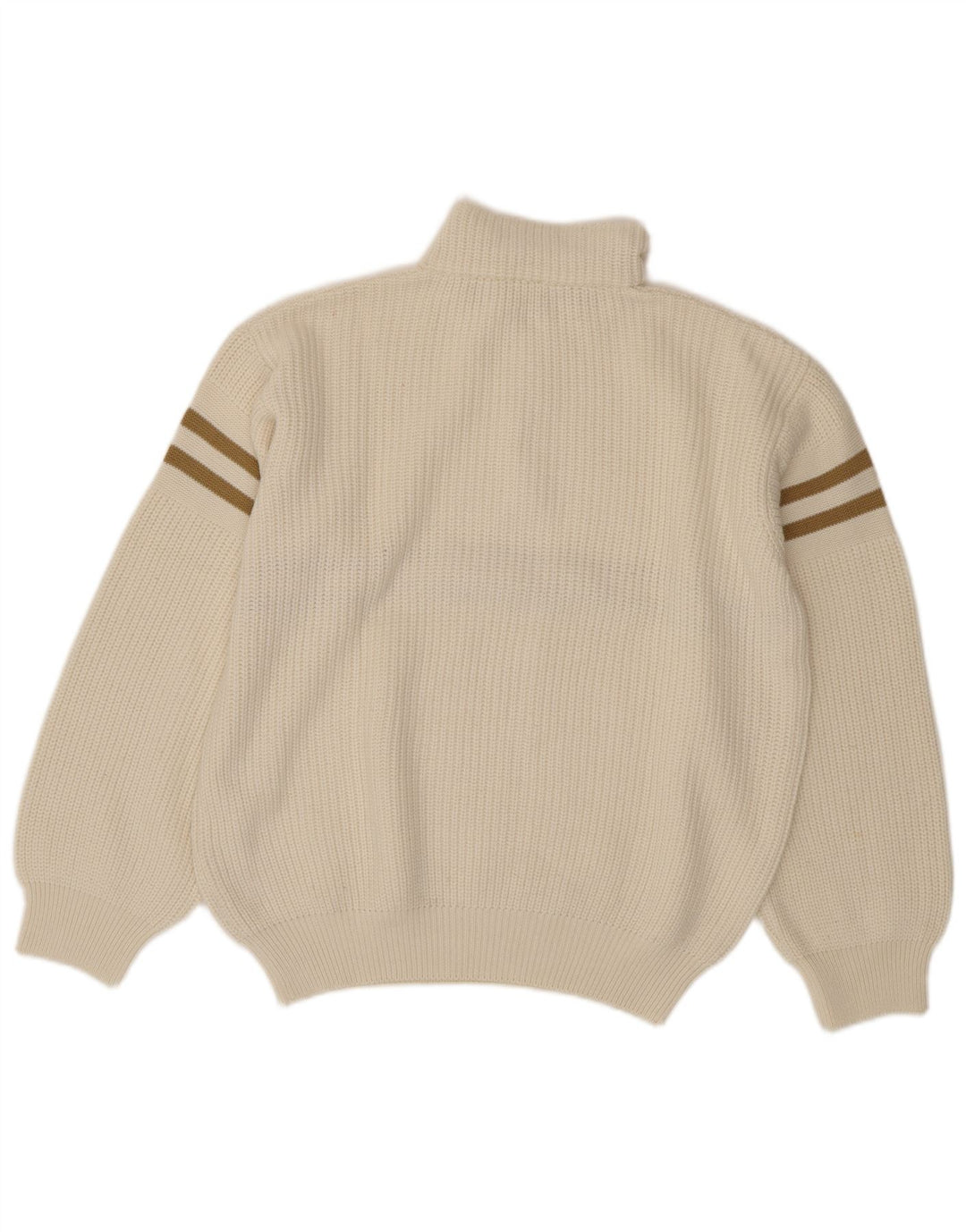 Fila Herre Zip Neck Jumper Sweater IT 54 XL Hvid Stribet Uld