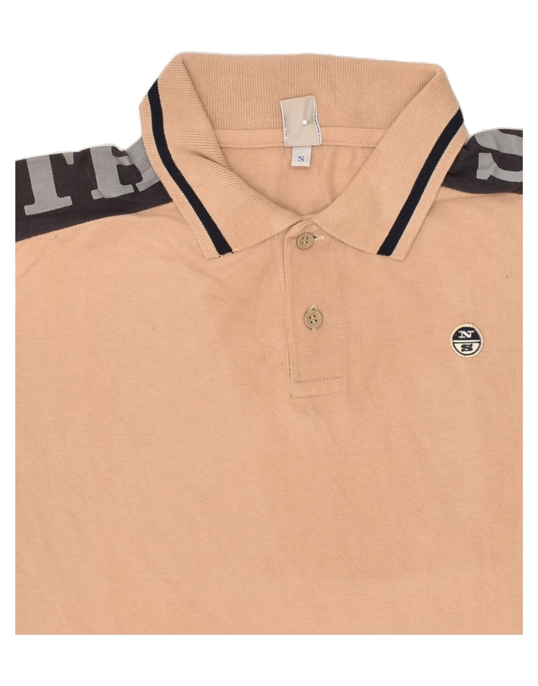 NORTH SAILS Mens Graphic Polo Shirt Small Beige Cotton | Vintage North Sails | Thrift | Second-Hand North Sails | Used Clothing | Messina Hembry 