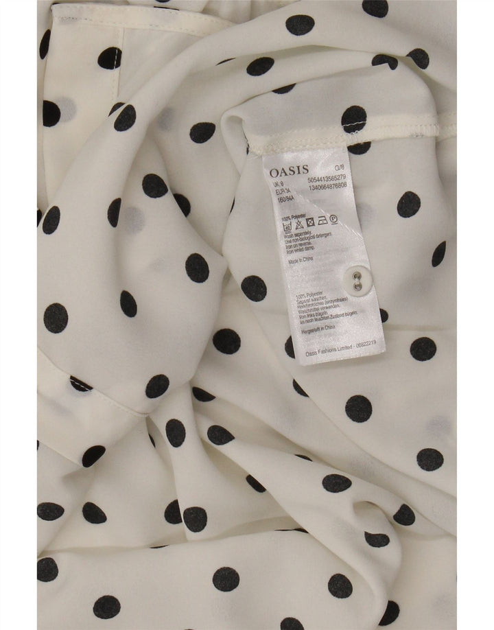 Oasis Dame ærmeløs skjortebluse UK 8 Small White Polka Dot Polyester