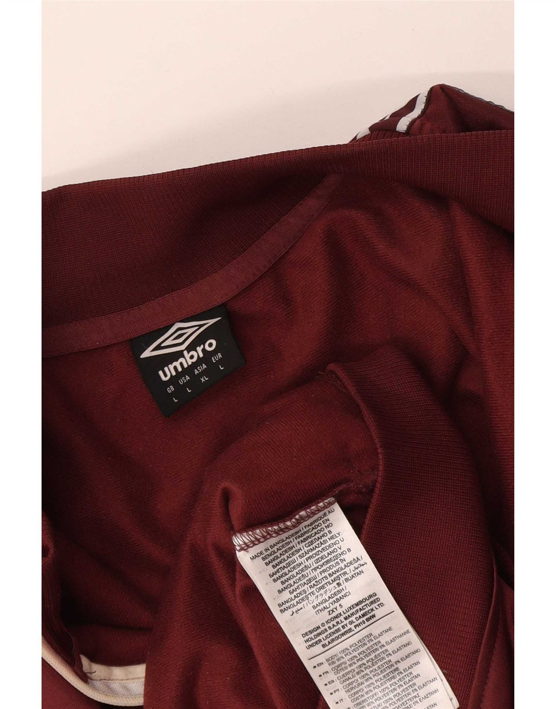 Umbro Dame Grafisk Træningsdragt Top Jacket UK 16 Large Burgundy Polyester