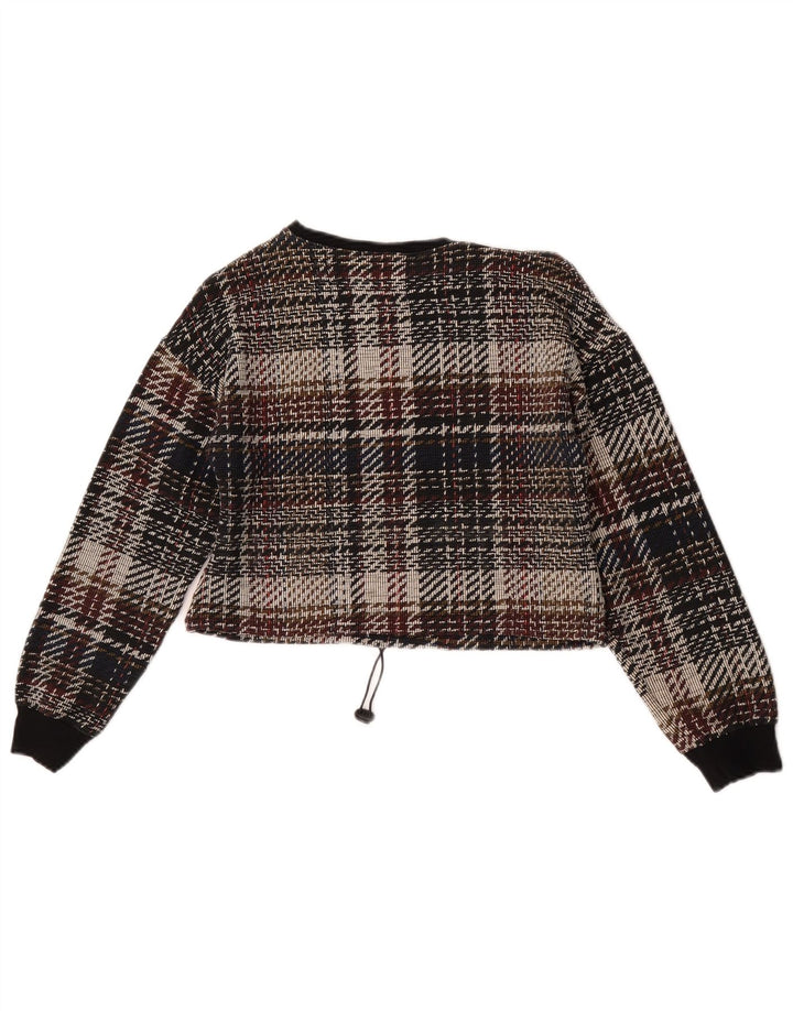 Zara Trafaluc langærmet crop top til kvinder DK 10 Lille flerfarvet tern