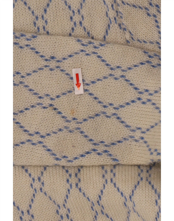 Vintage Herre Crew Neck Jumper Sweater Medium Off White Argyle/Diamond