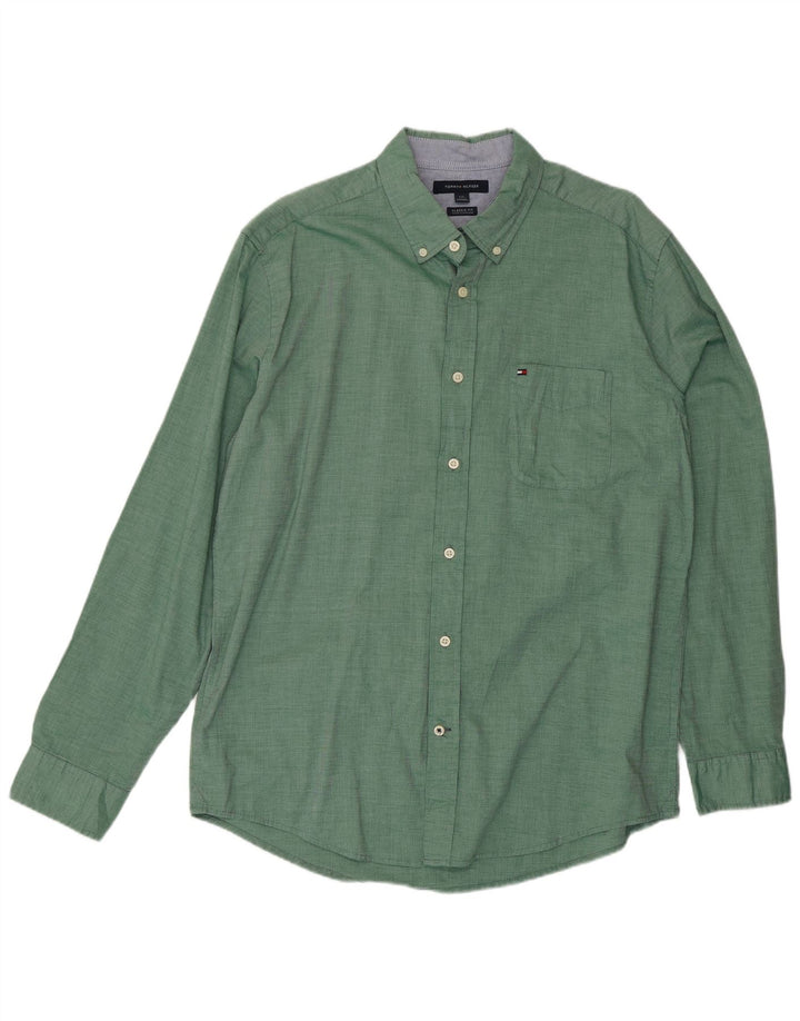 Tommy Hilfiger Herre Classic Fit skjorte Stor grøn bomuld