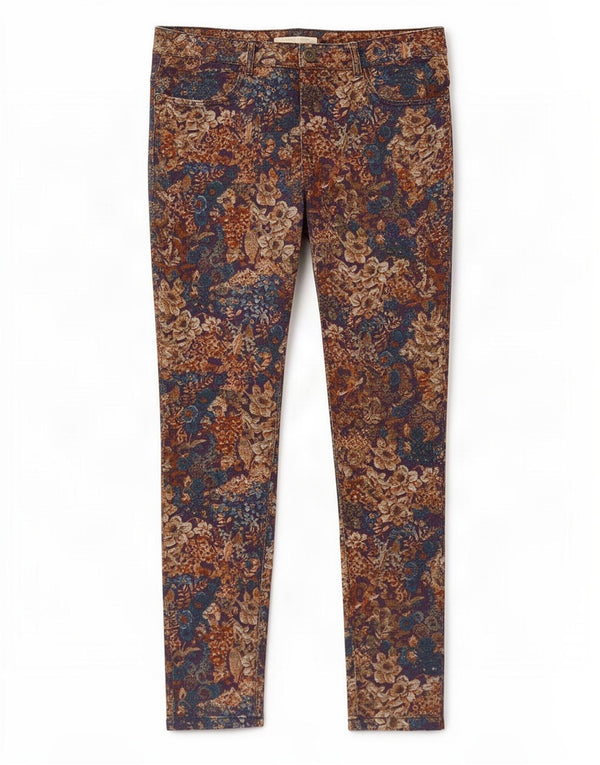 Zara Womens Skinny Jeans EU 42 Large W32 L29 Multicoloured Floral Cotton