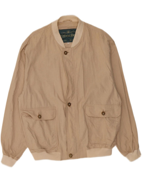 St John's Bay Herre Bomber Jacket UK 40 Large Beige Linen