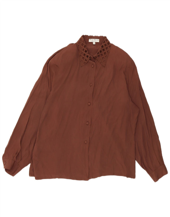 Vintage dameskjorte bluse IT 50 XL brun acetat