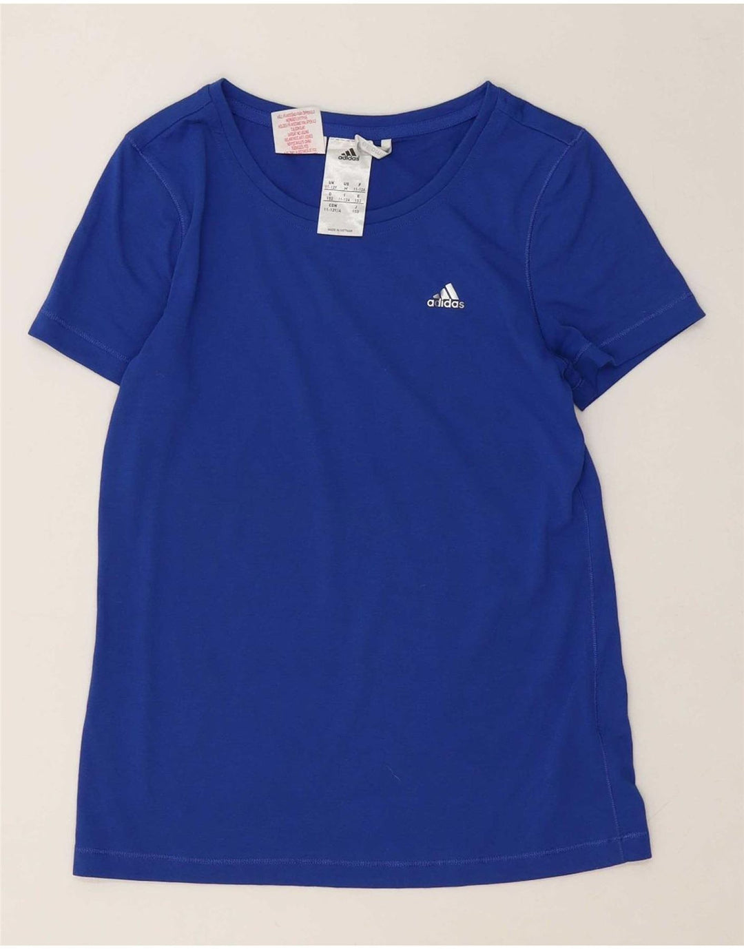 ADIDAS Girls Climalite T-Shirt Top 11-12 Years Blue Polyester