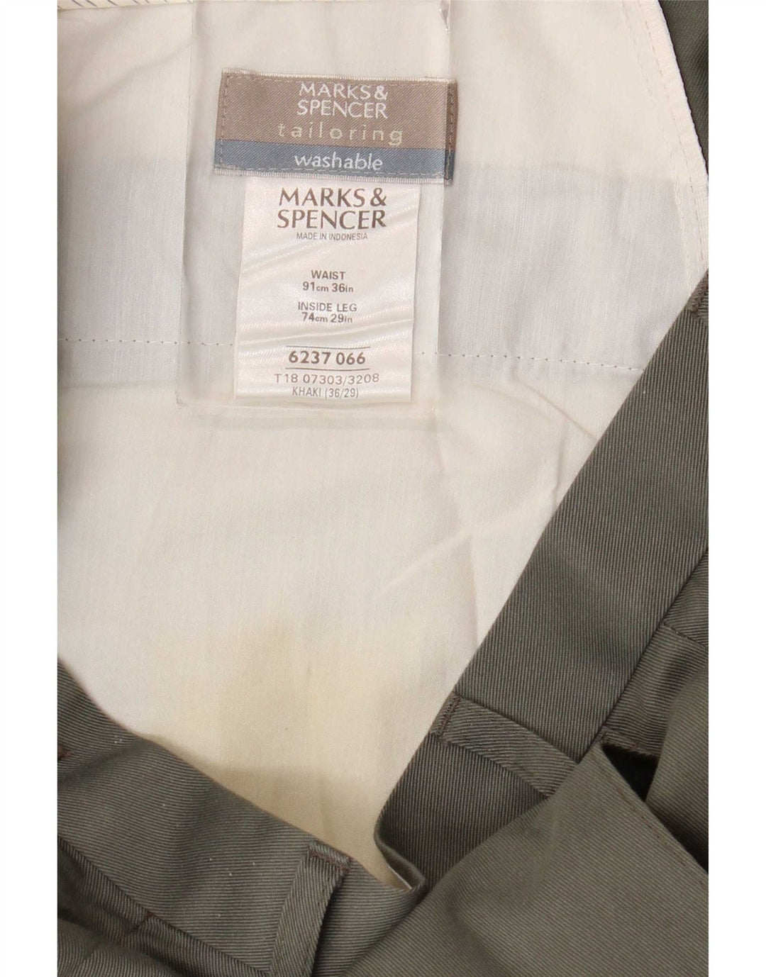 Marks & Spencer Straight Suit Bukser til mænd W36 L29 Khaki Polyester