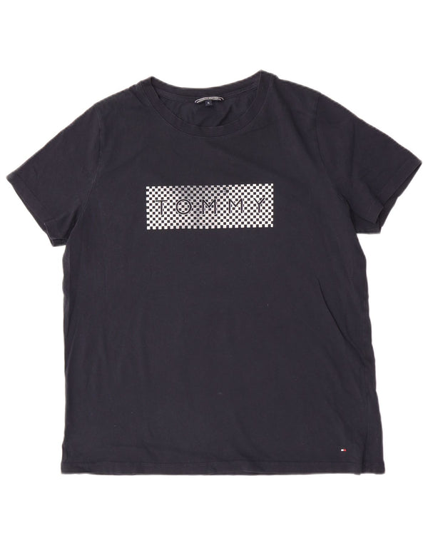 Tommy Hilfiger Dame Grafisk T-Shirt Top UK 18 XL Marineblå Bomuld