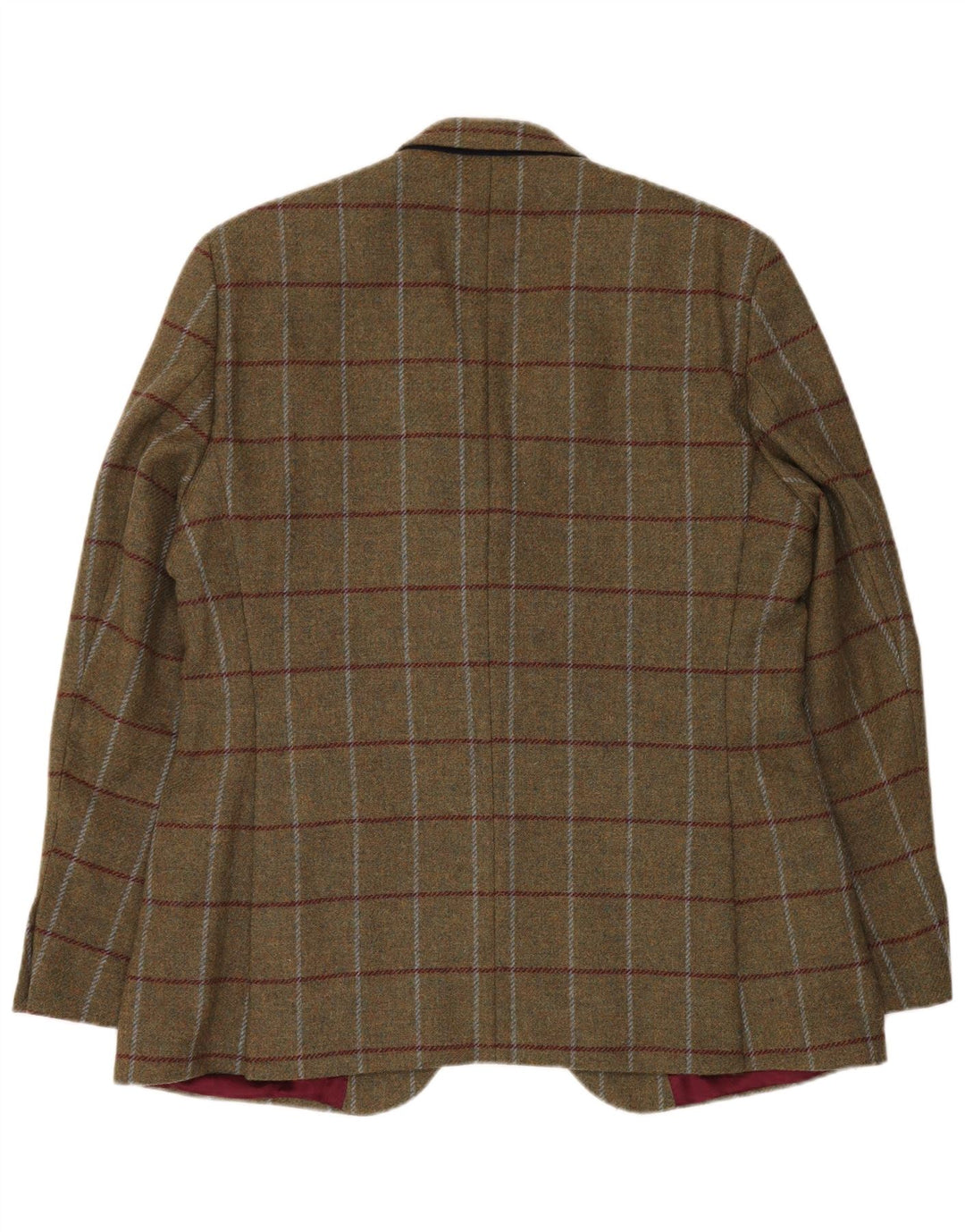 Crew Clothing Herre 2 Button Blazer Jacket UK 44 2XL Khaki Check Wool