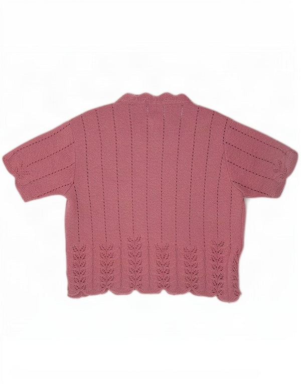 St Michael Dame Kortærmet Rundhals Jumper Sweater UK 14 Medium Pink