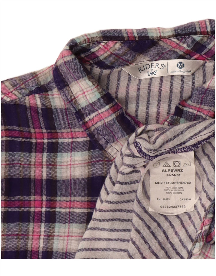 LEE Womens Riders Flannel Shirt UK 14 Medium Purple Ternet Bomuld