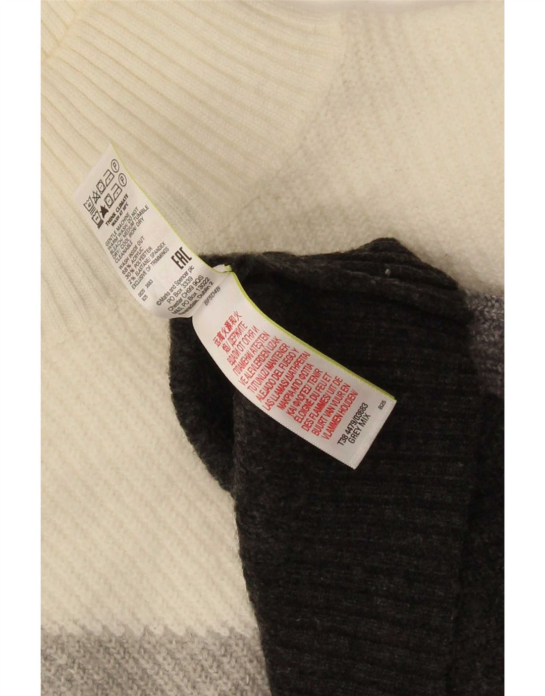 Marks & Spencer Dame Turtle Neck Jumper Sweater UK 14 Large Grå