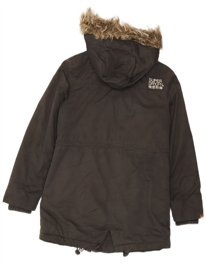 SUPERDRY Womens The windparka Graphic Parka Jacket UK 14 Medium Grey