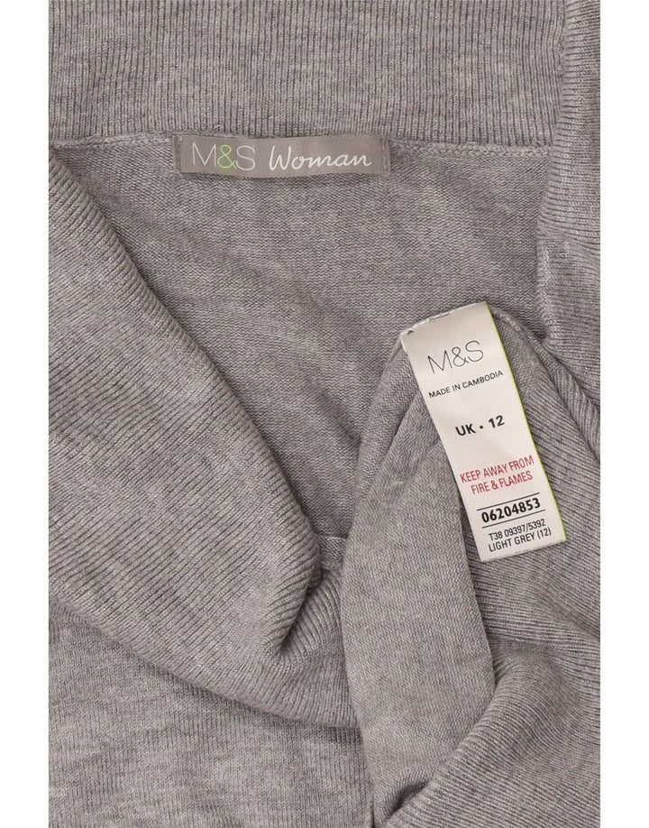 Marks & Spencer Dame Rullehals sweater UK 12 Medium Grå Viscose