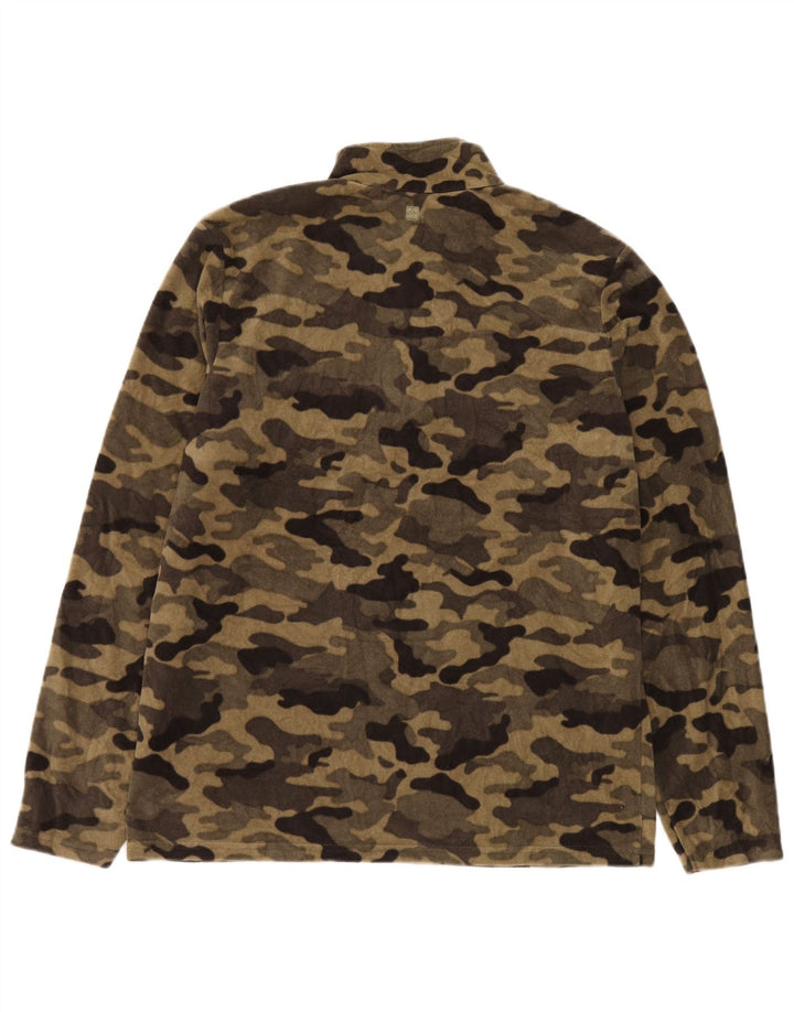Mountain Warehouse Herre Zip Neck Fleece Jumper Medium Beige Camouflage