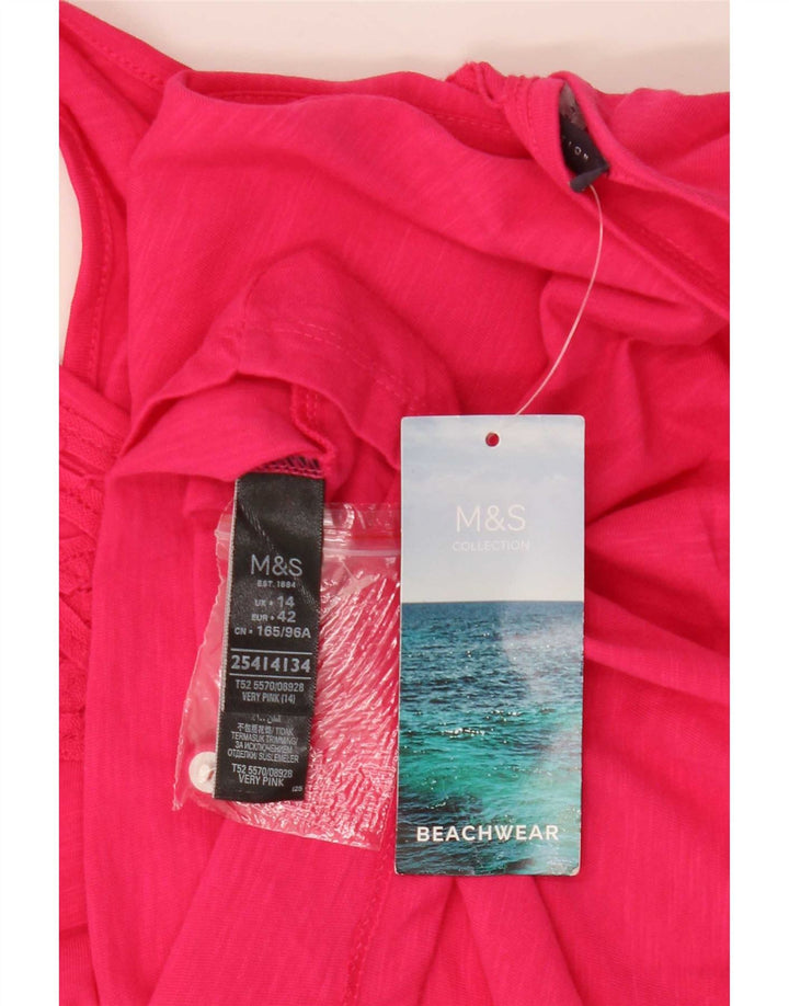 Marks & Spencer Dame Ærmeløs Playsuit UK 14 Medium Pink Bomuld