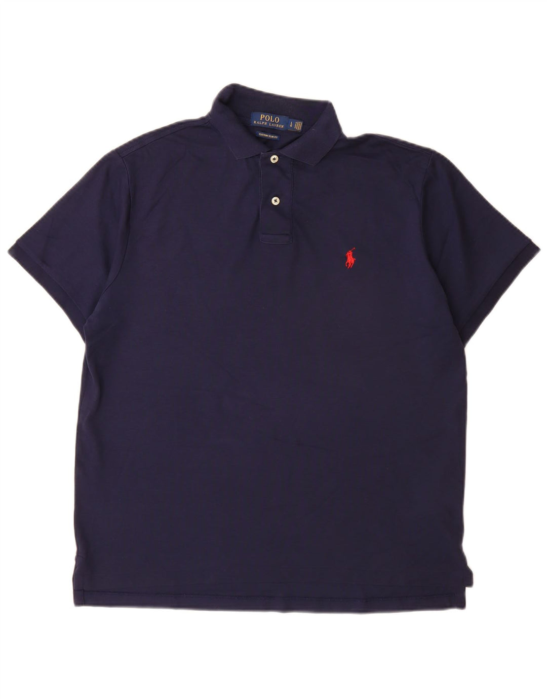 POLO RALPH LAUREN Herre Custom Slim Fit Polo Shirt Stor marineblå bomuld