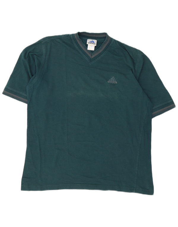 Adidas Herre T-Shirt Top Stor Grøn Stribet Bomuld