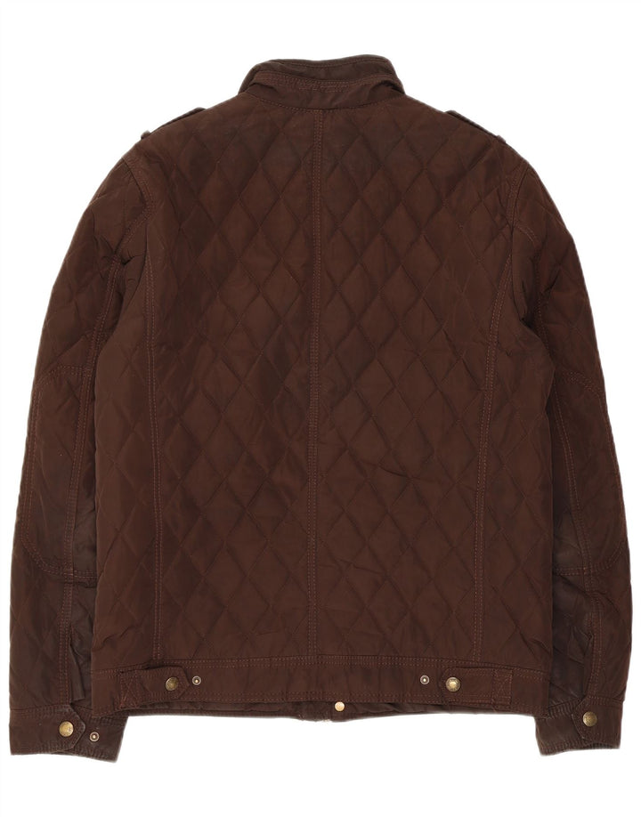 Zara Herre Militær Quiltet Jakke UK 42 XL Brun