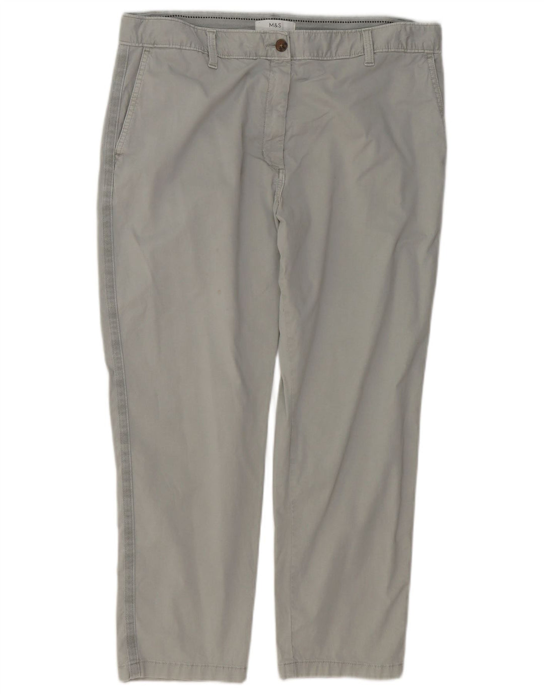 Marks & Spencer Dame Cropped Trousers UK 16 Large W36 L26 Grå Bomuld