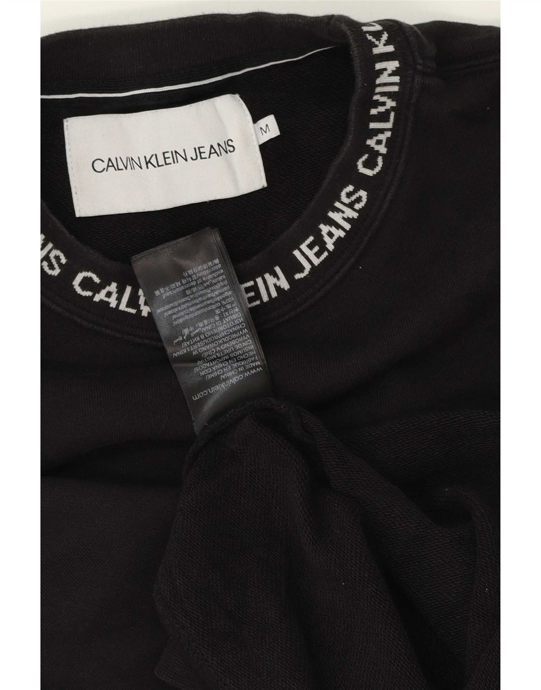 Calvin Klein Jeans Herre Grafisk Sweatshirt Jumper Medium Sort Bomuld