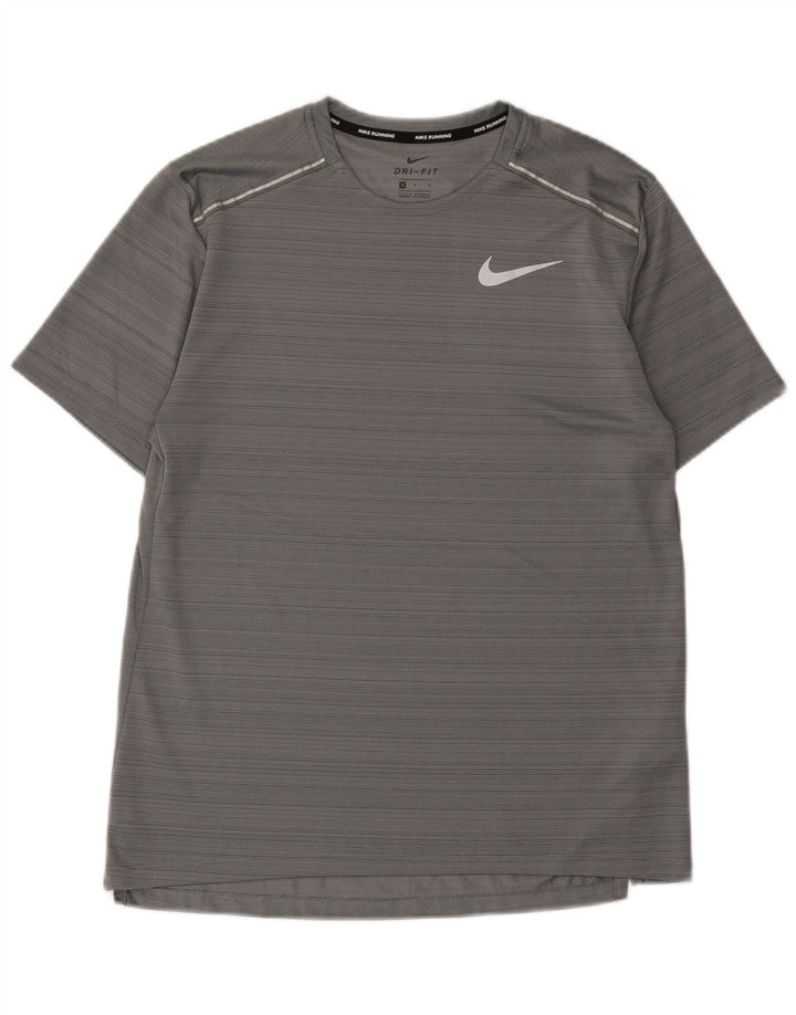 Nike herre Dri Fit T-shirt top mellemgrå nålestribet polyester