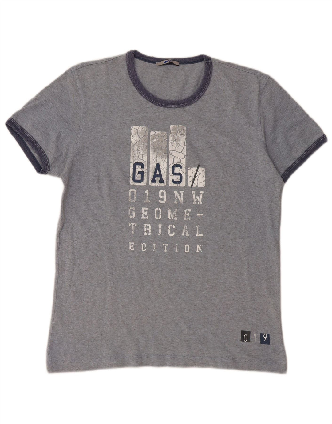 Gas Graphic T-Shirt Top UK 14 Medium Grå