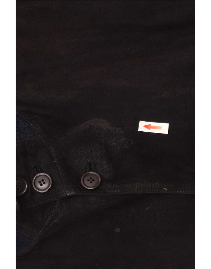 Vintage herre ruskind bomberjakke UK 38 Medium Sort Colourblock Læder