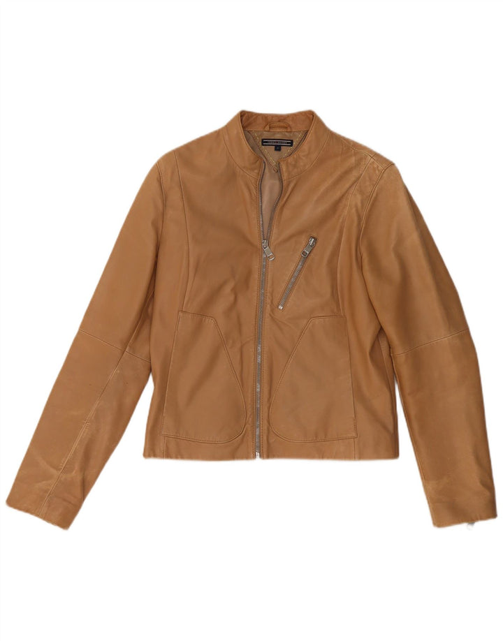 Tommy Hilfiger Dame Læderjakke UK 14 Medium Brun Læder