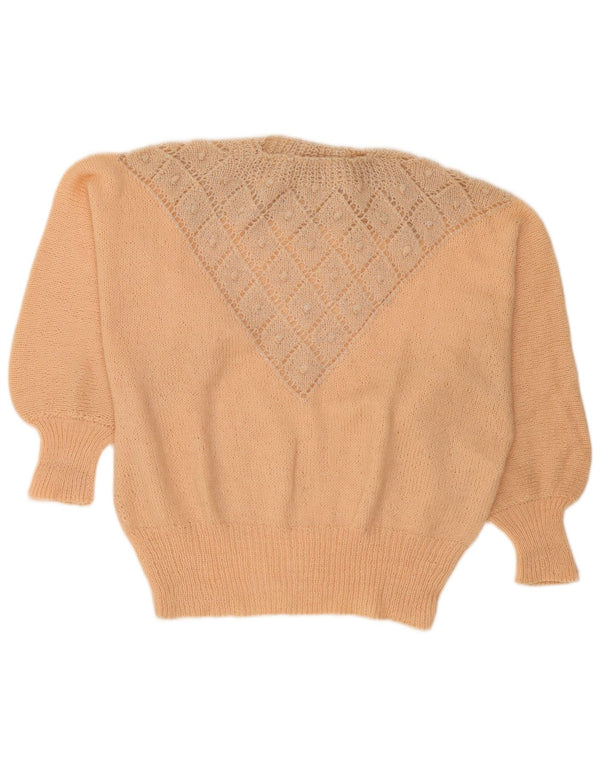Vintage dame sweater med rund hals DK 18 XL Beige Argyle/Diamond