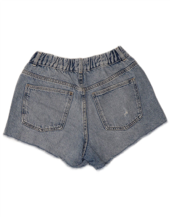 ZARA Piger High Waist Distressed Denim Shorts 13-14 år W28 Blå