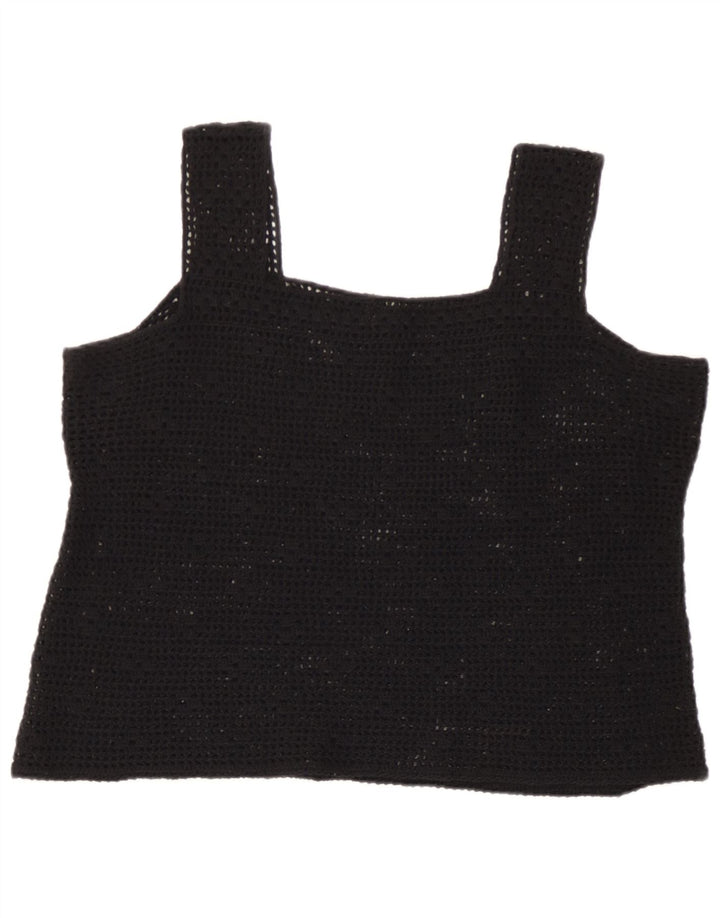 Vintage hæklet Cami Top til kvinder DK 14 Large Black