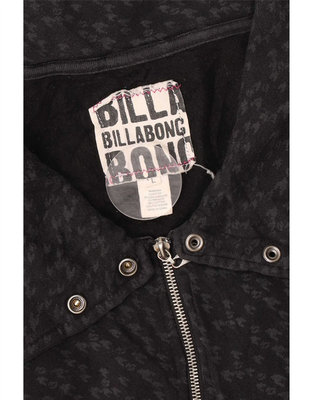 Billabong Womens træningsdragt topjakke UK 14 Large Grå Houndstooth Bomuld