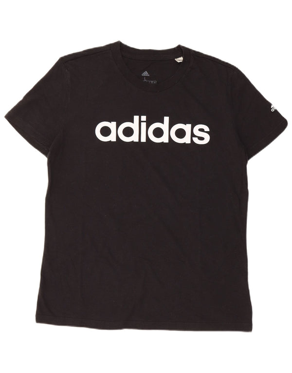 Adidas Womens Graphic T-Shirt Top UK 16/18 Large Black Cotton