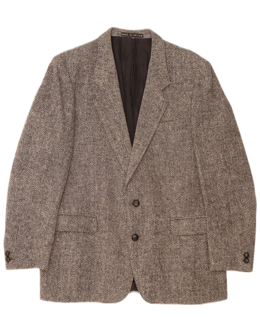 Harris Tweed Herre Regular Fit 2-knaps blazerjakke EU 40 Stor grå uld