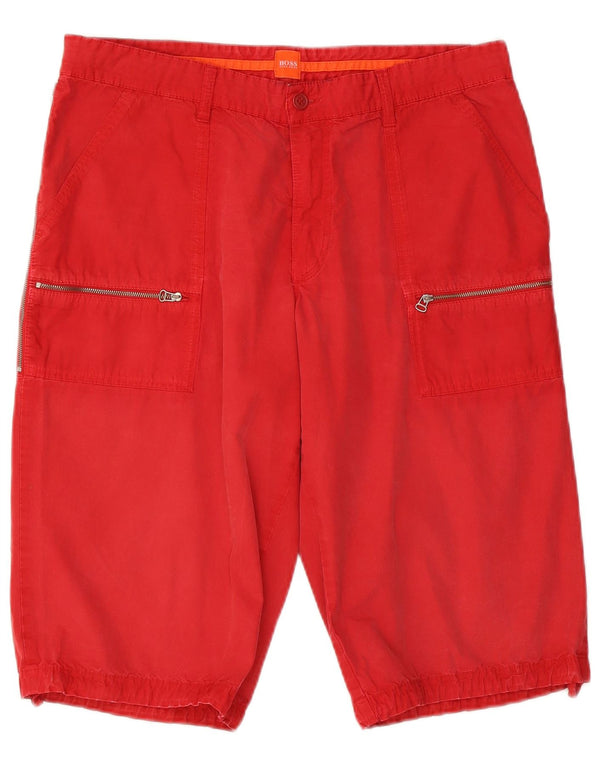Hugo Boss Herre Cargo Shorts IT 52 XL W36 Rød Bomuld