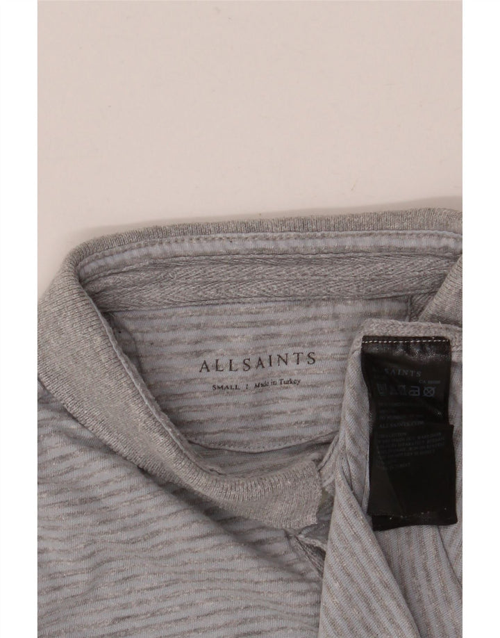 All Saints Polo Shirt til mænd, lille grå nålestribet bomuld