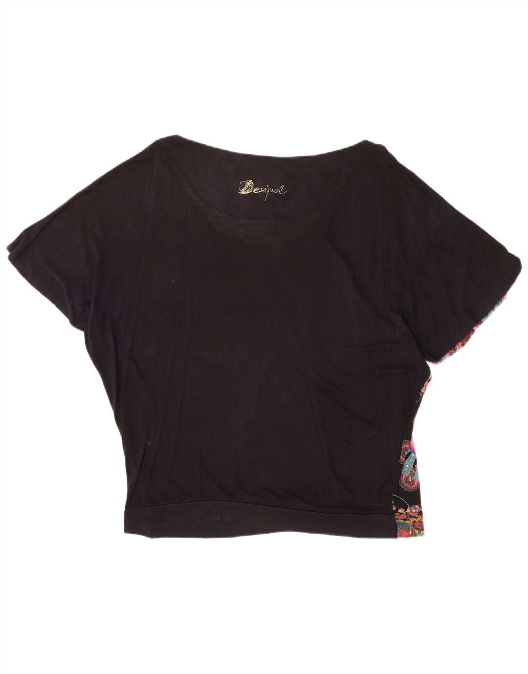Desigual Womens Batwing Bluse Top UK 16 Large Black Floral