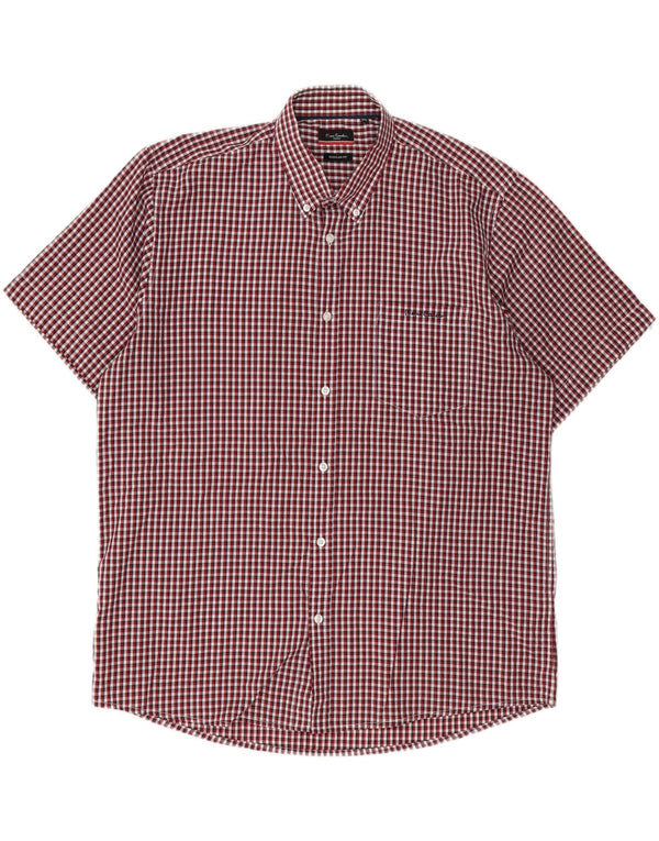Pierre Cardin Herre kortærmet Regular Fit skjorte 3XL rød ternet polyester