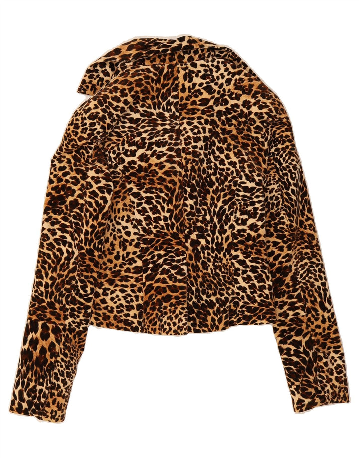 RINASCIMENTO Womens Crop Blazer Jacket UK 12 Medium Brown Animal Print Vintage Rinascimento and Second-Hand Rinascimento from Messina Hembry 