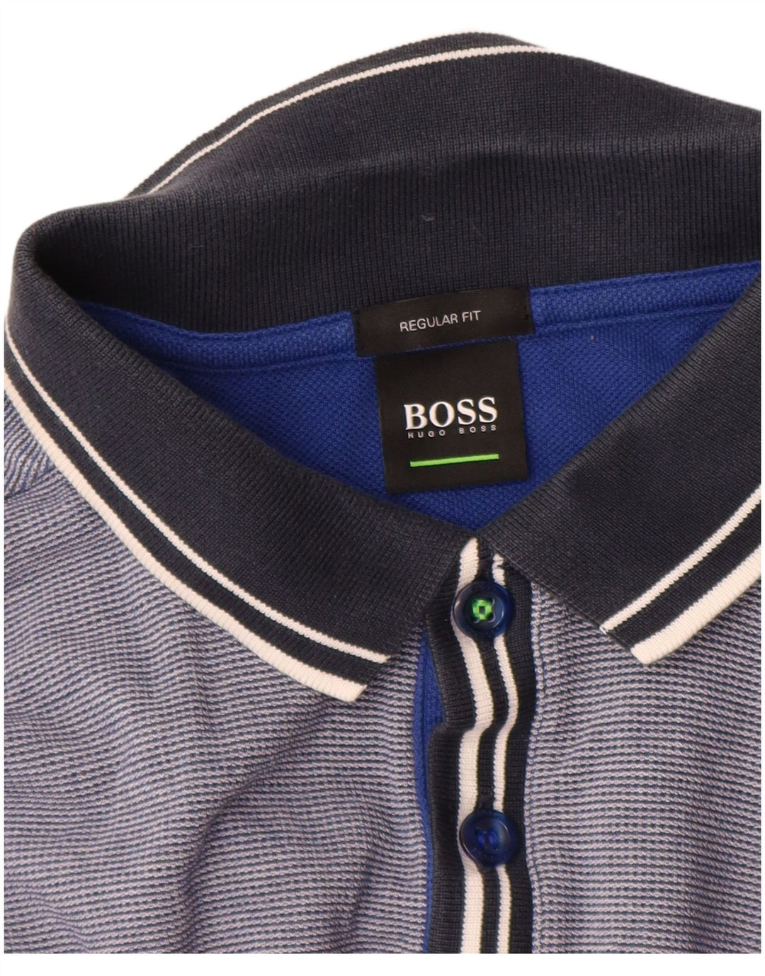 Hugo Boss Herre Regular Fit Polo Shirt Medium Blue Pinstripe Bomuld