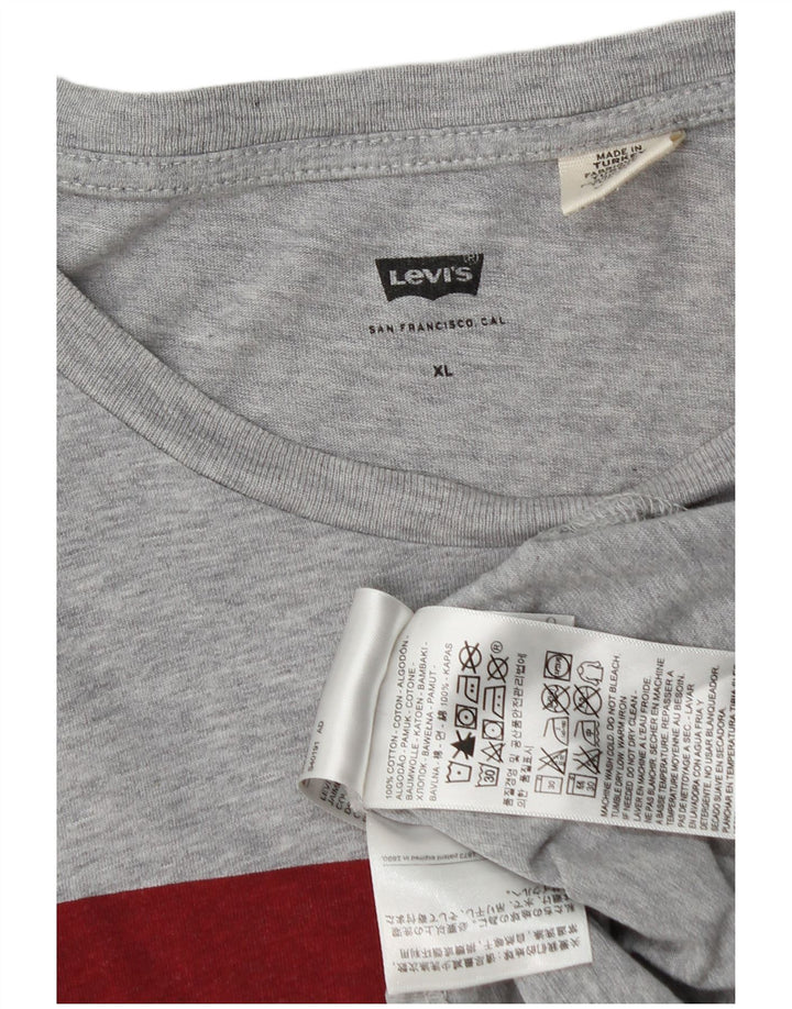 Levi's Herre grafisk T-shirt Top XL Grå Flecked Bomuld