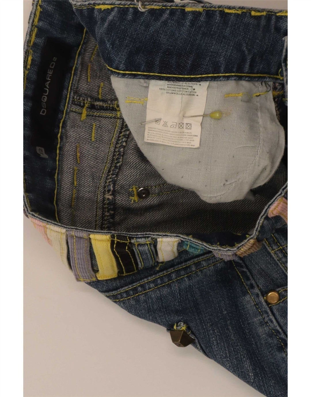 Dsquared2 Dame Mini Denim Nederdel IT 42 Medium W30 Blå Colourblock Bomuld